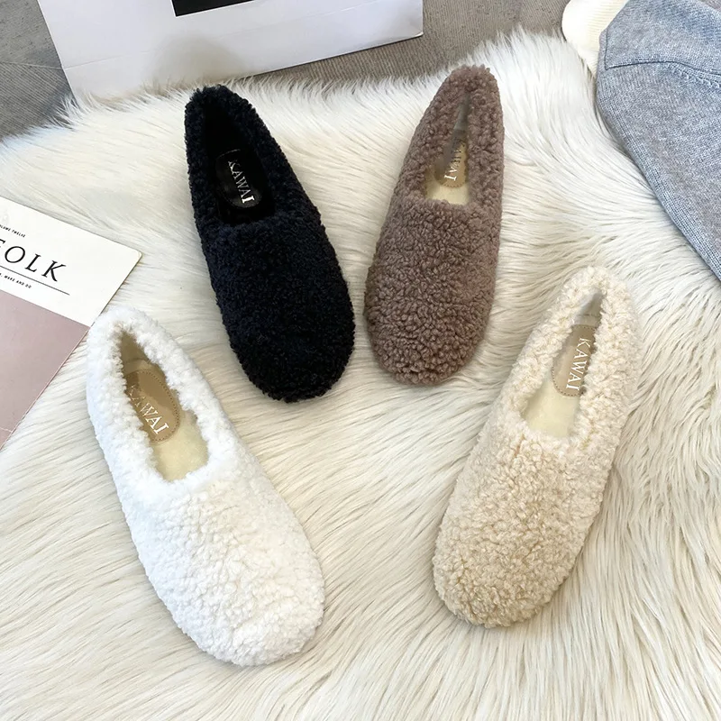 Wool Shoes, the new autumn and winter women wear cashmere lamb edamame bean shoes, large women's shoes