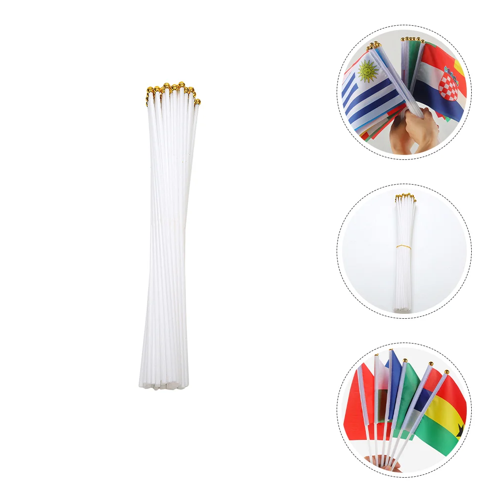 

100 Pcs Flag Hand Waving Flagpole Flags Decor Poles for outside House Plastic Sticks