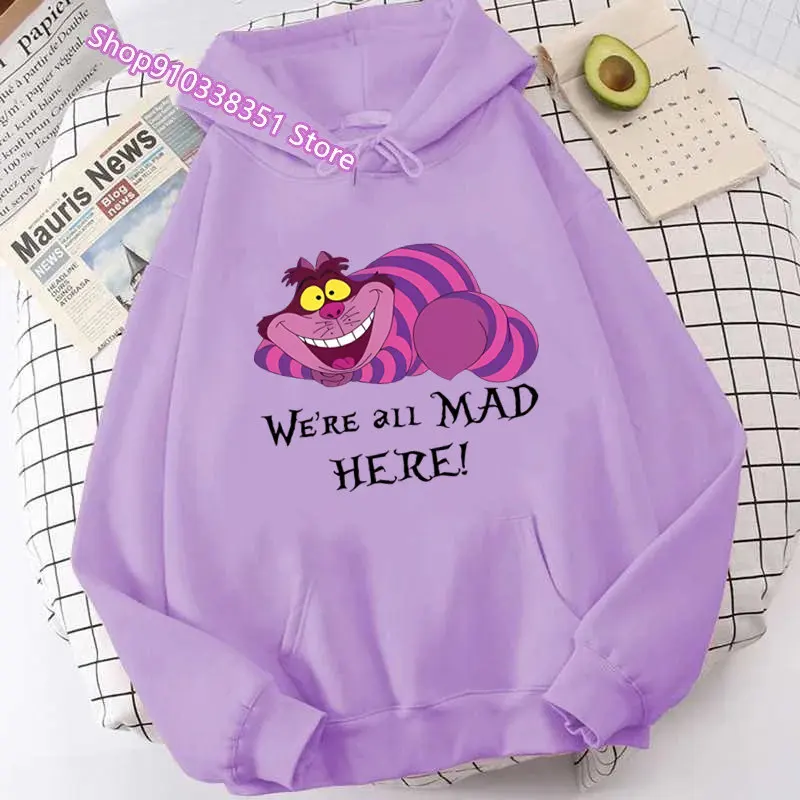 Gothic Sweatshirts Fashion Clothes Alice in Wonderland Hoodie Cheshire Cat Women Manga Sweatshirt Harajuku Female Hoodies Hoody