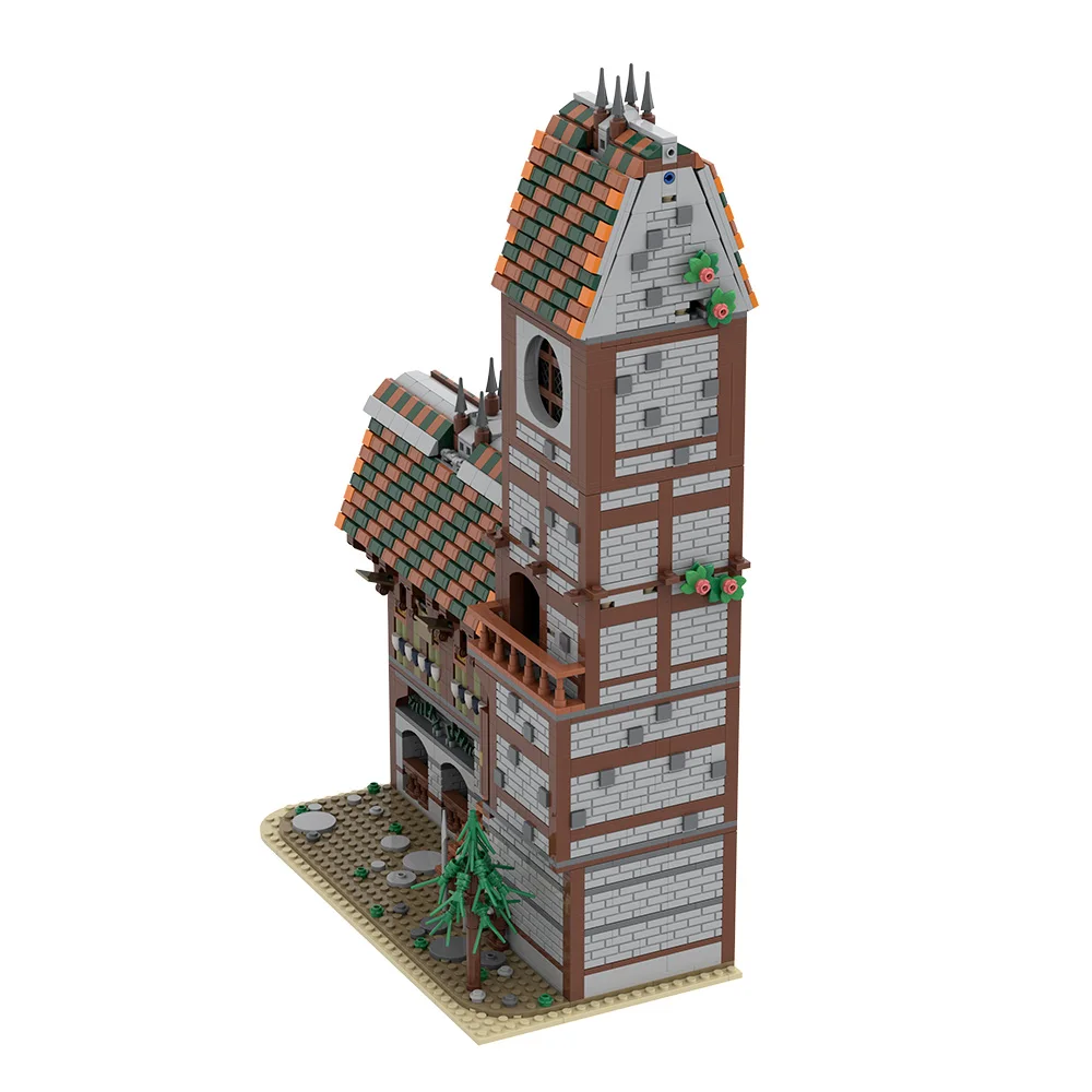 MOC-modelo de taberna de fantasía, bloques de construcción, arquitectura de taberna Medieval, juguete, Idea de regalo para adultos