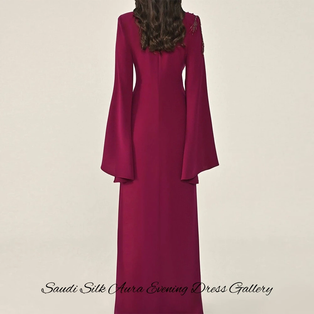 

Modern V-Neck Long Sleeves Homecoming Dress Classic A-Line Jersey Evening Dress Sparkly Customized Beading Celebrity Gowns