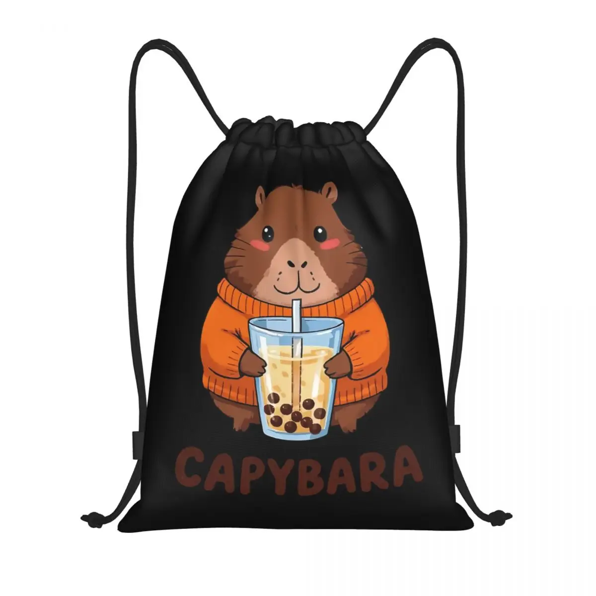 

Пользовательский милый маленький капибара обнимает пузырьковый чай рюкзак на шнурке спортивная спортивная сумка для женщин и мужчин рюкзак для покупок