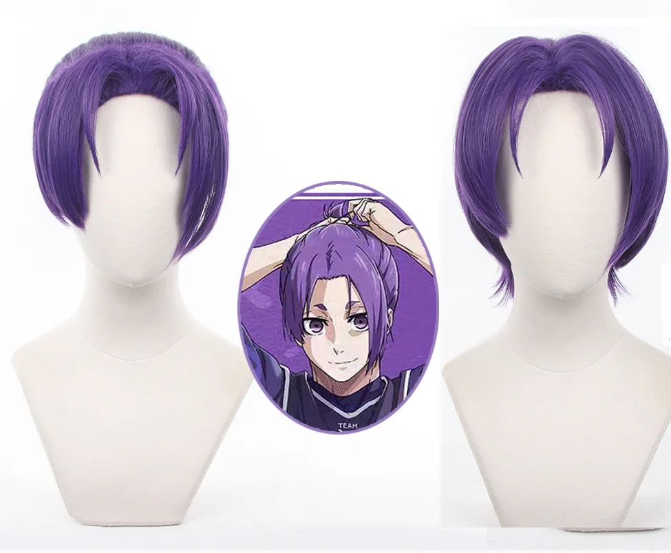 

Anime BLUE LOCK Reo Mikage Reo Cosplay Wig Purple 30cm Short and Updos Cosplay Hair Heat Resistant Wig Synthetic Hair