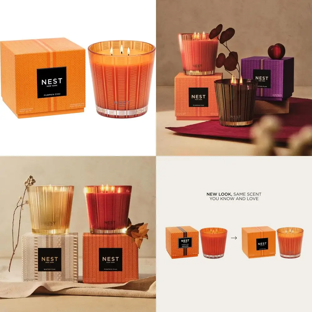 Vela perfumada Pumpkin Chai, 3 mechas, 21,2 oz, tiempo de combustión de 100 horas, recipiente de vidrio reutilizable, fragancia duradera