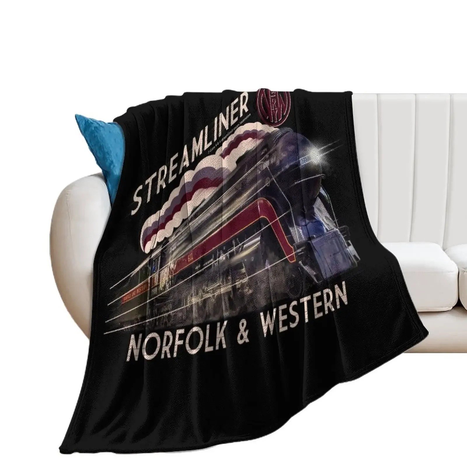 The Gorgeous Norfolk and Western Streamliner Steam Train Locomotive Engine Throw Blanket blankets ands Softest Blankets