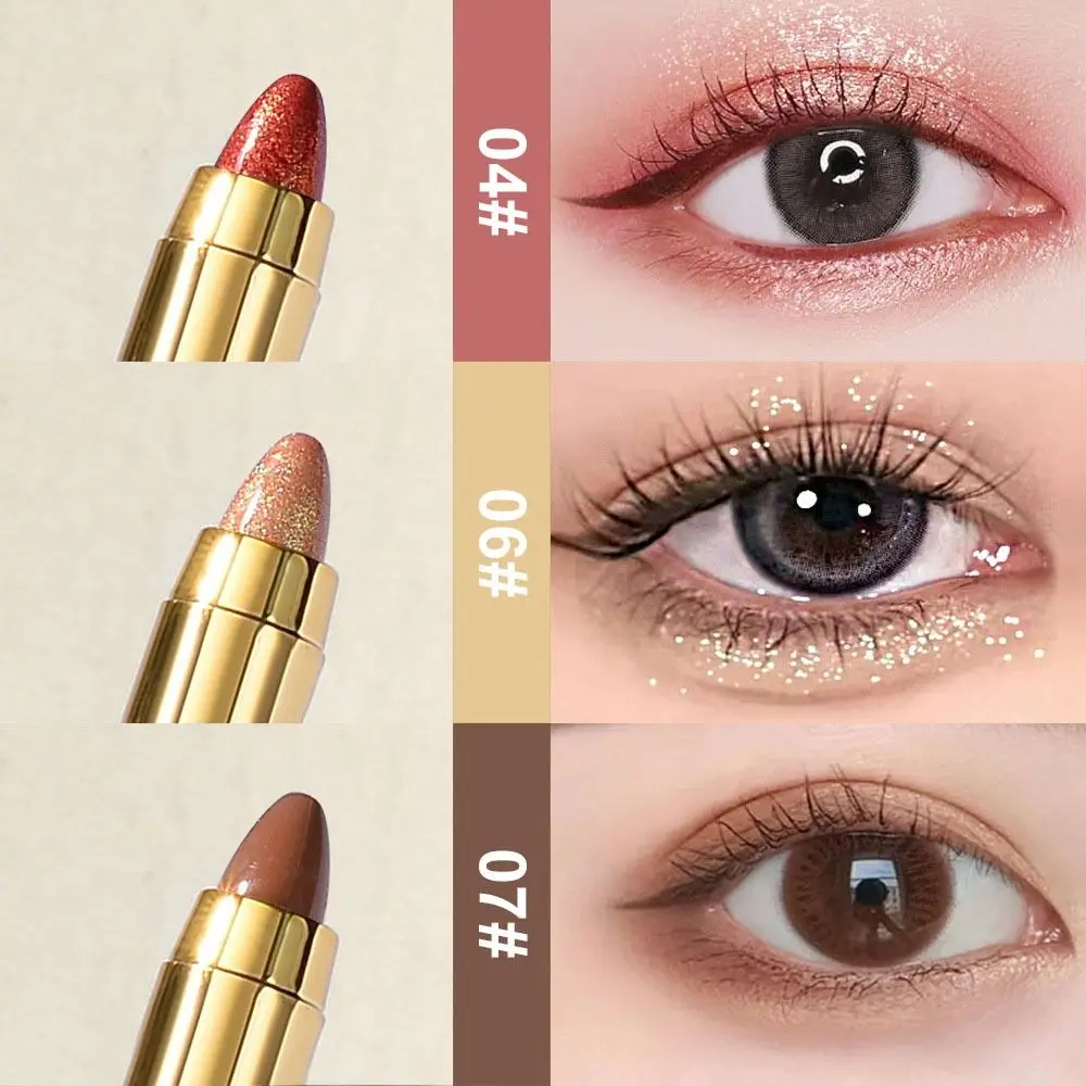 1 個耐久性のあるダブルエンドアイシャドウスティックグリッター長持ちアイシャドウペンシルマット 6 色横たわっているカイコペンメイクアップ化粧品