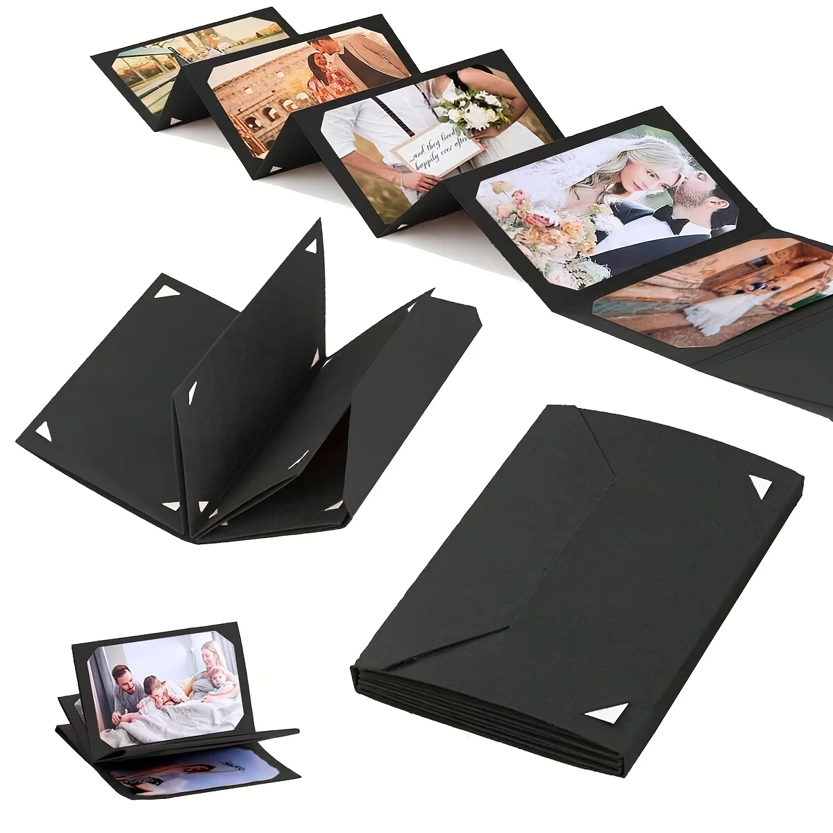 1 Stück 6-Zoll Foto-Postkartenalbum, Akkordeon-DIY-Faltalbum, Ausklappbares Fotoalbum mit Hüllen