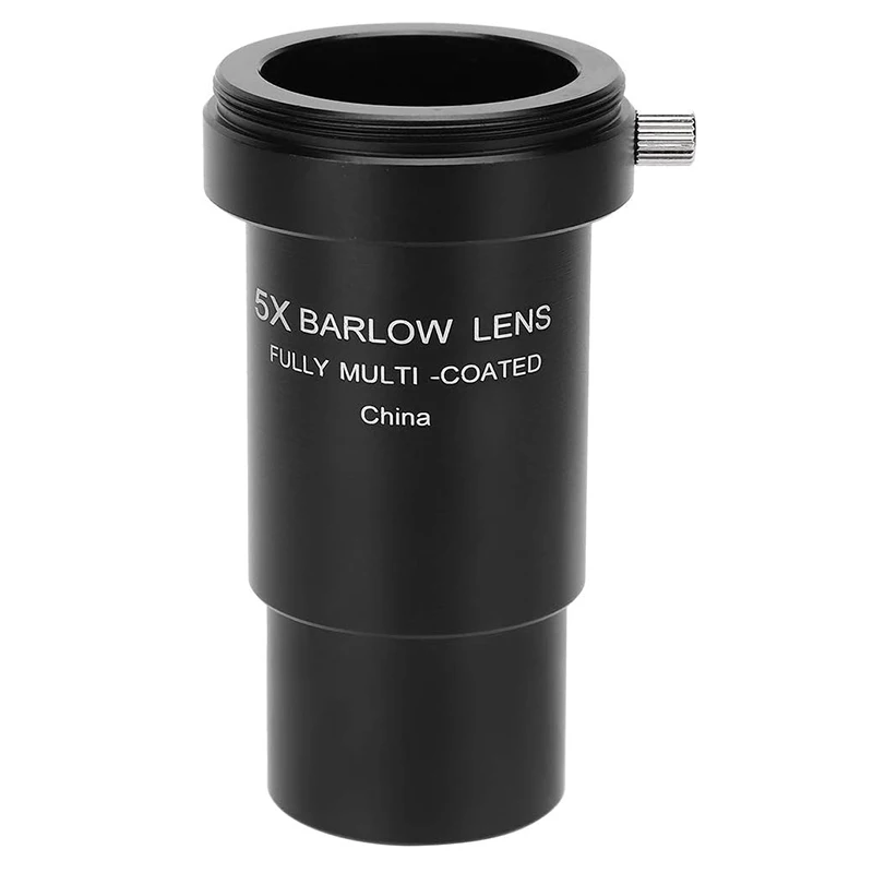 1.25'' 망원경 5X Barlow 렌즈 블랙 메탈 M42 x 0.75mm 천문 사진용 나사 피치 렌즈 완전 멀티 코팅