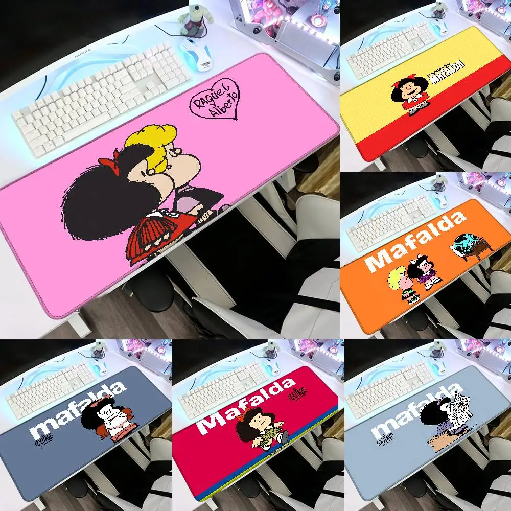 Cute Mafalda Mouse Pad Rubber Thicken Overlock Gaming Table Mat Office Computer Keyboard Pad PC Mousepad