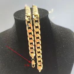 印刷された金メッキのネックレス,滑らかなメンズアクセサリー,14k,24インチ,10mm