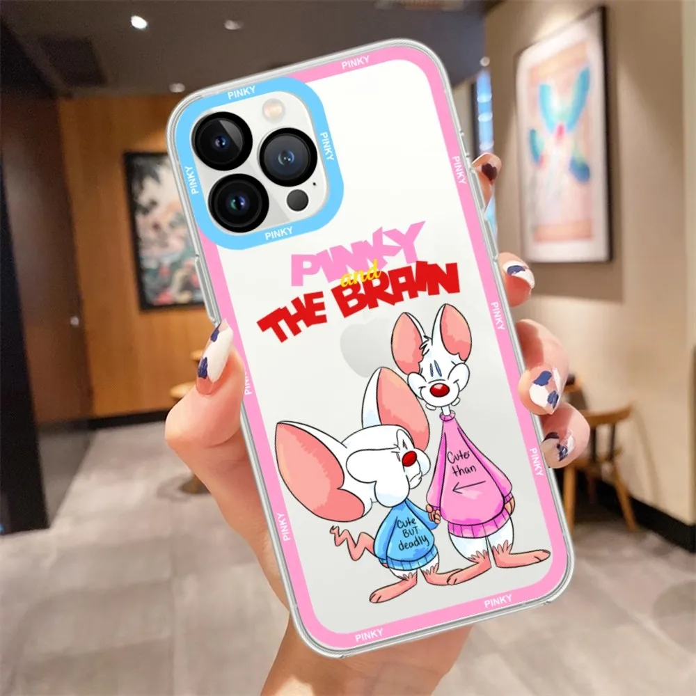 Cartoon Pinky and the Brain Phone Case For iPhone 11 12 Mini 13 14 15 Pro Max Transparent Shell