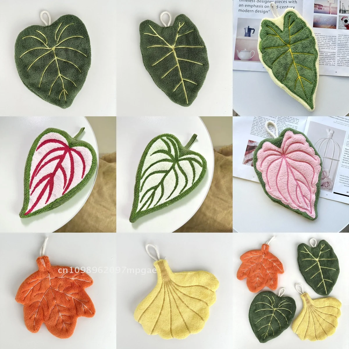 

Плюшевое полотенце для рук из кораллового флиса, супервпитывающие и быстросохнущие кухонные полотенца, милые салфетки для чистки в форме листа!)2025Elarla