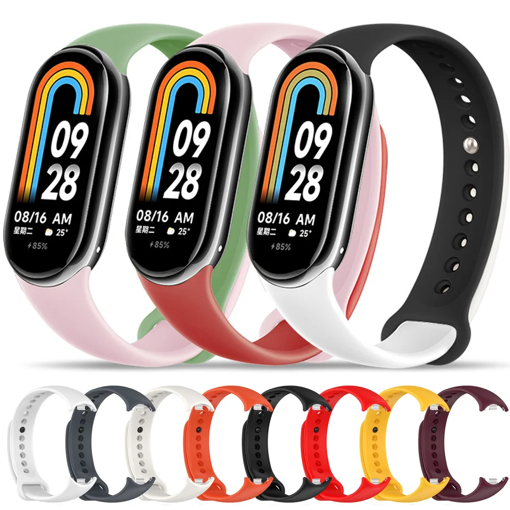 Cinturino sportivo in silicone per Xiaomi Mi band 8-8 NFC Sostituzione cintura miband8 Bracciale smart band 8 Cinturini impermeabili Accessori