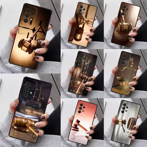 Gavel Law Judge Justice Phone Case For Samsung Galaxy S23 S21 S20 FE S24 S22 Ultra Note20 S10 S9 S8 Plus A40 A52 A12 A13 A53