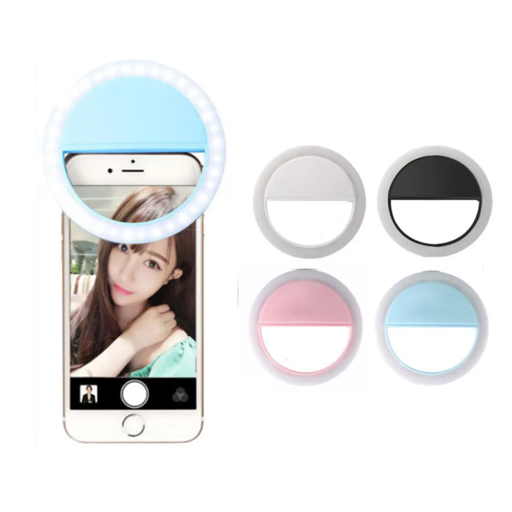 LED Selfie Ring Light Phone Lens Light lampada di riempimento automatica del telefono cellulare Flash per telefono cellulare Smartphone Round Selfie Flashlight