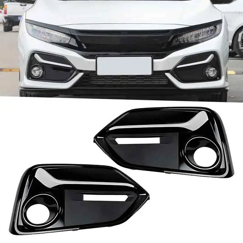 

1 Pair Car Front Left & Right Bumper Fog Light Lamp Frame Molding Cover Trim Fit for Honda Civic Hatchback 2020 2021 Plastic