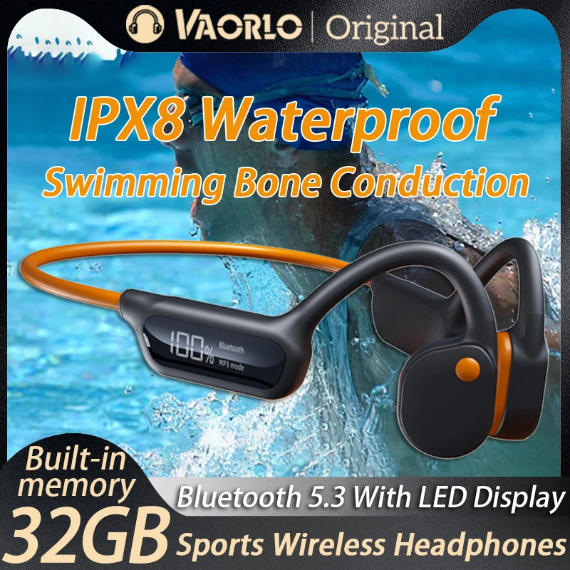 X7/X10 IPX8 Waterproof Swimming Bone Conduction Bluetooth 5.3 Headphone 32GB MP3 Player HIFI Bass Music Sports Wireless Earphone