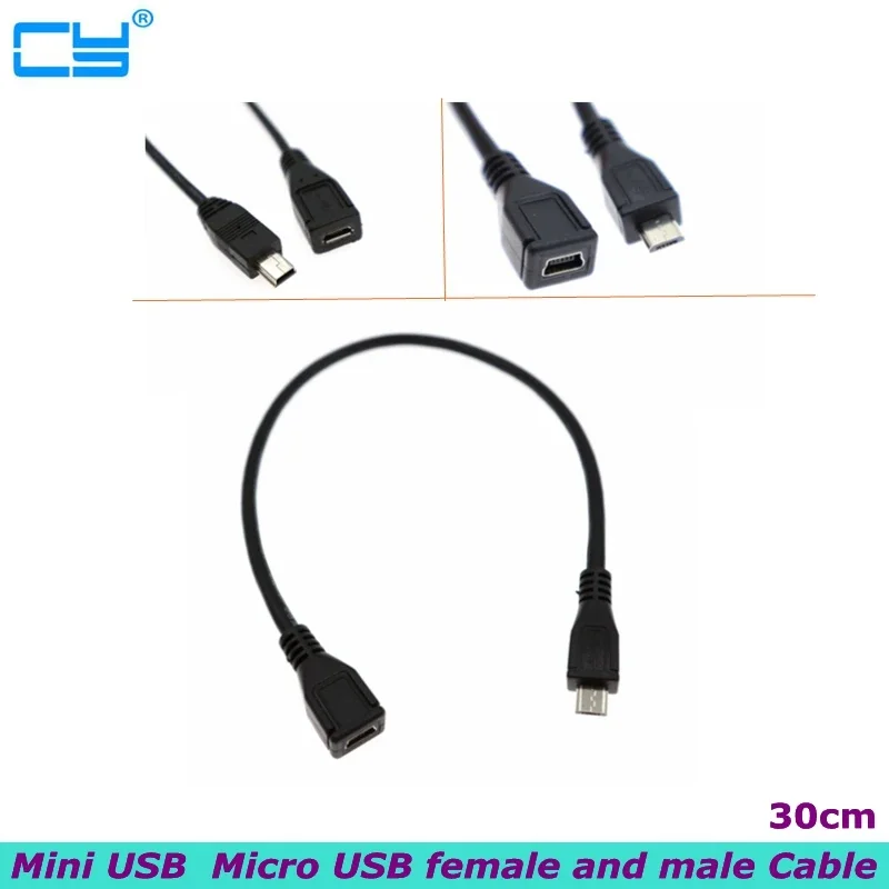 

The best price Micro USB Mini USB 2.0 5Pin male to female M to F extension connector adapter long plug cable 0.3M