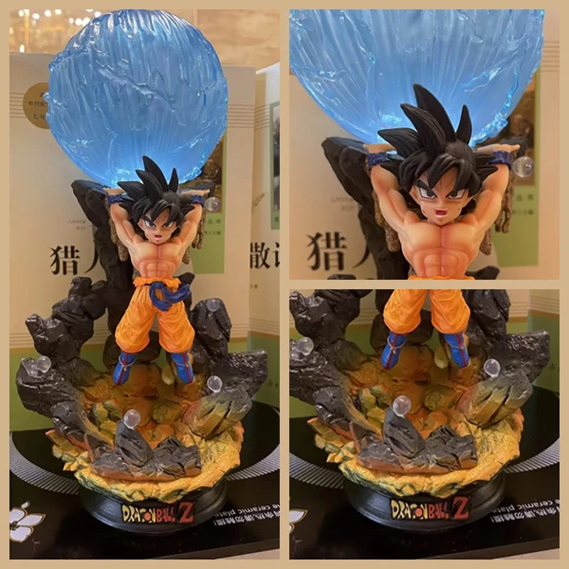 Anime Dragon Ball Z Super Saiyan Son Goku Spirit Bomb Ver. Figura de ação em PVC estátua coleção modelo crianças iluminam brinquedos boneca