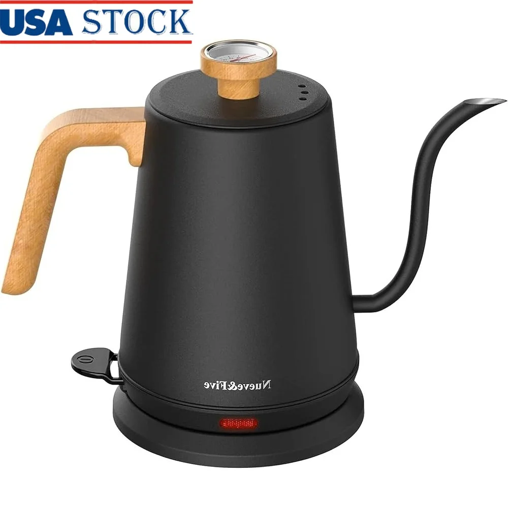 

Gooseneck Electric Kettle with Thermometer 1000W Fast Boil 1L Automatic Shut-Off Stainless Steel Perfect Tea Coffee Brewing