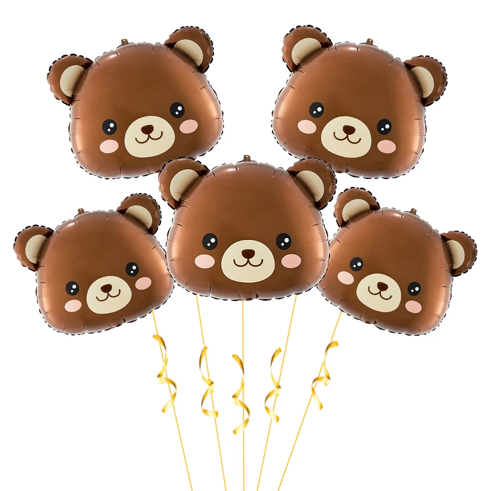 Globo de oso de peluche marrón café, conjunto de globos de corazón con número, decoración de fiesta de cumpleaños para niños y niñas, decoración de