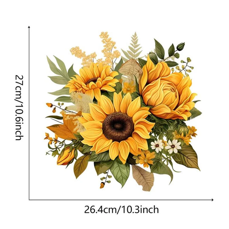 Self-Adhesive Colored Yellow Sunflowers Flowers Wall Stickers For Bedroom Living Room Cabinet Beautification Decoration Wholesal