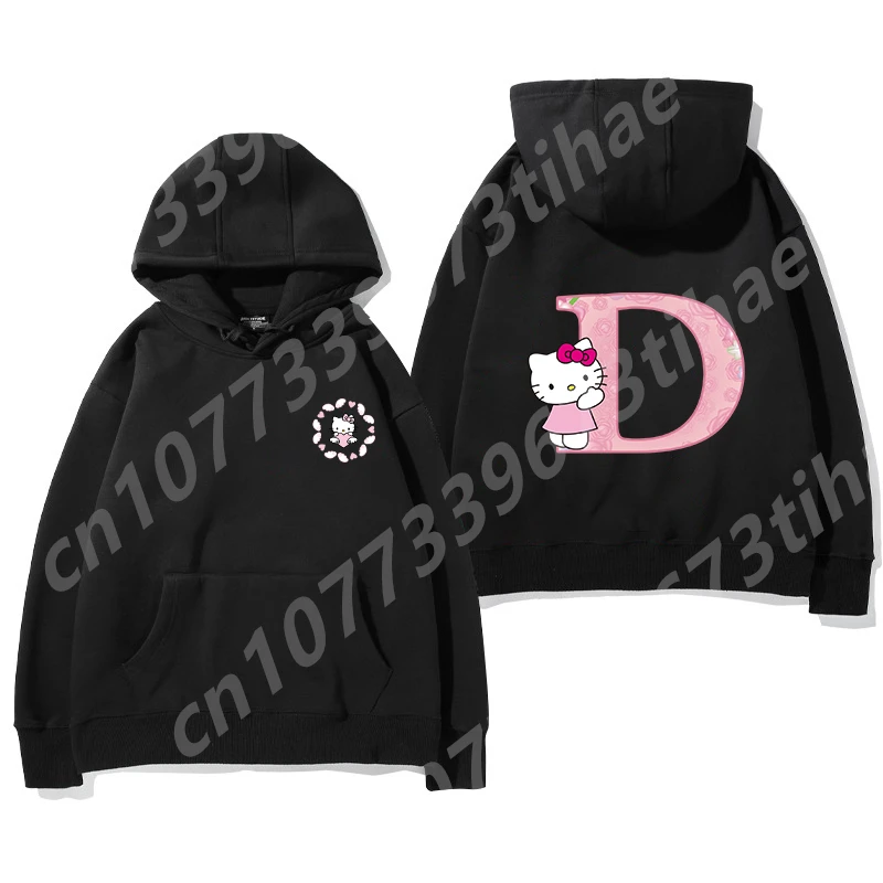 Hello Kitty Hoodie, Children\'s Hoodie, Adult Hoodie, 26 English Letters Harajuku Pattern Fashionable Sports Girl Top Girl Hoodie