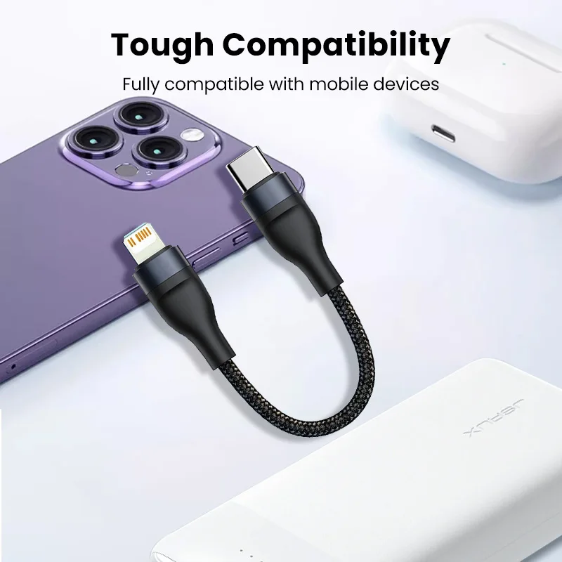 66W Type C to Type C Fast Charging Cable 0.25M Short Cable Lightning to Type c Data Cord for Power Bank iPhone Portable Charge