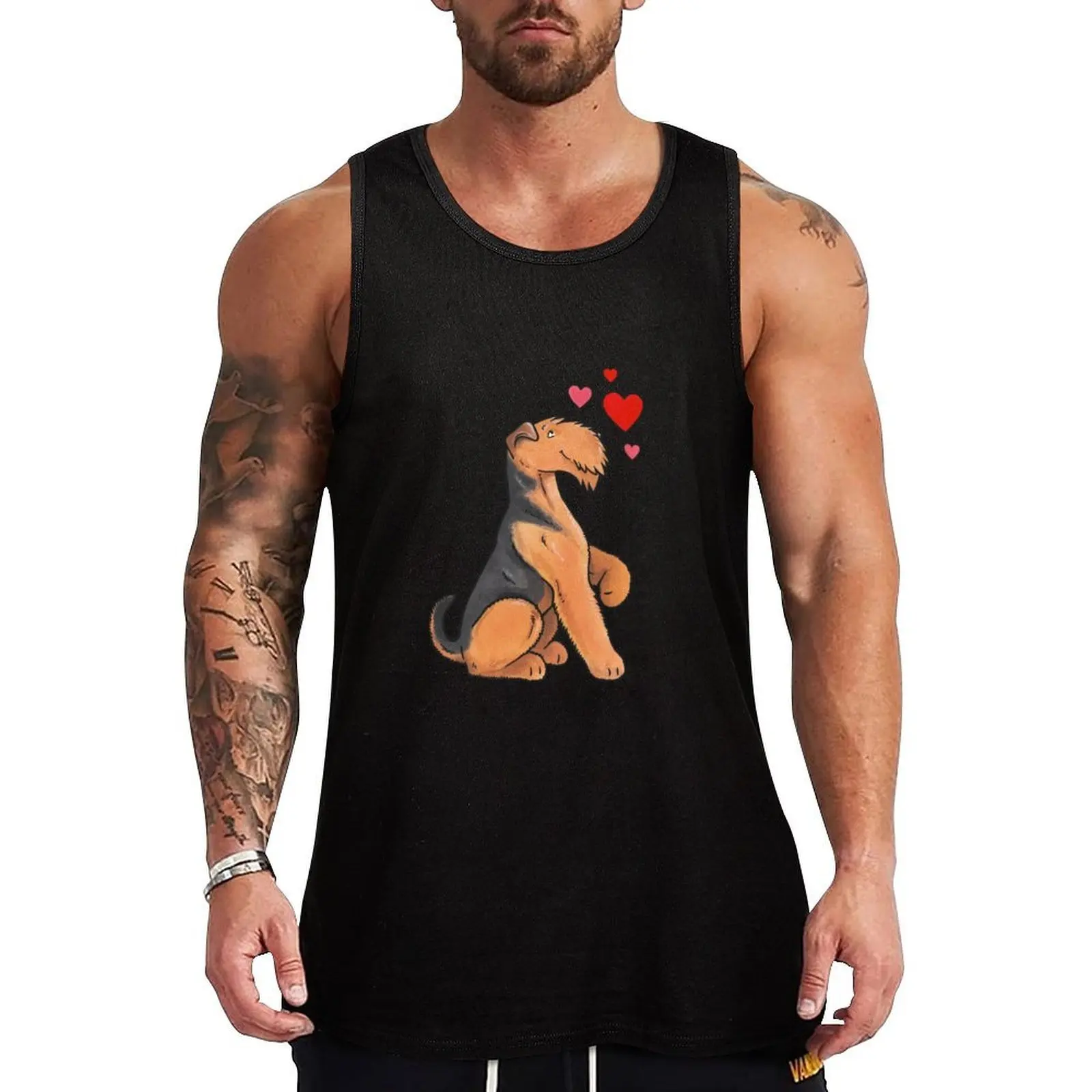 

Airedale Terrier Love Tank Top Men's sleeveless gym shirts t-shirts man vests for men gym clothes men