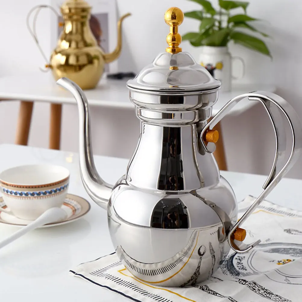 

1.5L Stainless Steel Tea Pot Long Spout Filter Design For Hand Drip Coffee Kettle Household Brewing Pot Practical Heat Resistant