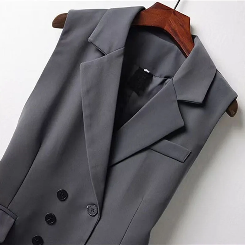 سترات نسائية جديدة لربيع وخريف 2025 صدرية واحدة الصدر بدون أكمام صدرية سترة معطف فضفاض متعدد الاستخدامات سترة معطف علوي