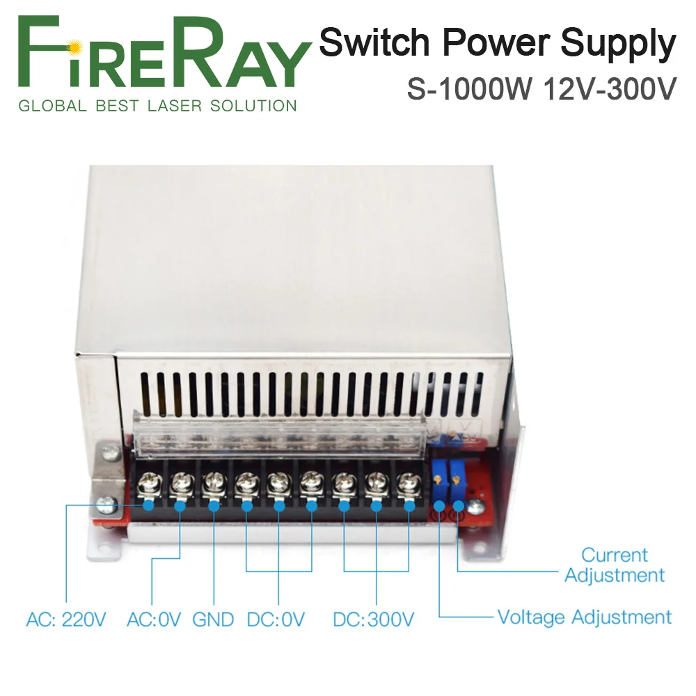 FireRay S-1000W DC Voltage Regulator Adjustable Device Switching Power Supply 0-300V for Laser Machine