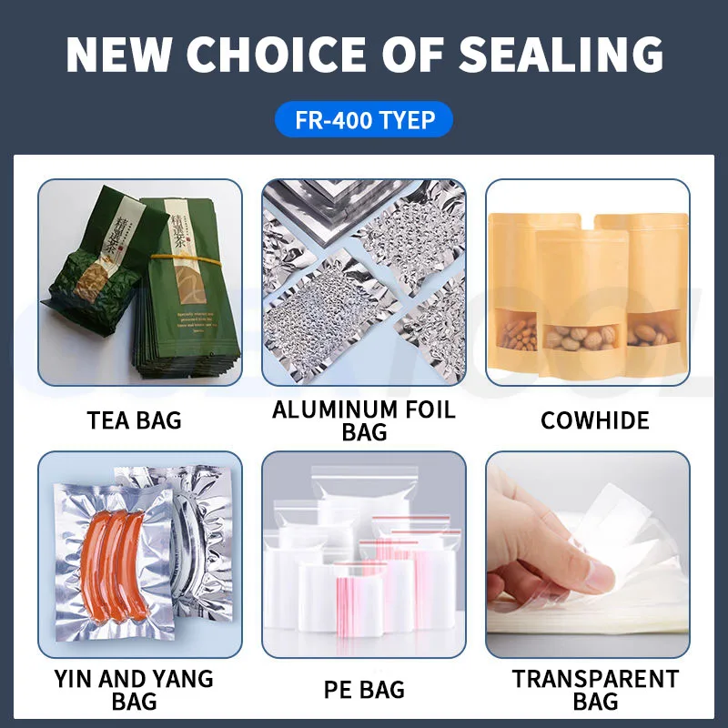 Auto Continuous Bag Sealing Machine Plastic Bag Packaging Band Sealing Machine Horizontal Bag Sealer Date Embossed Printing