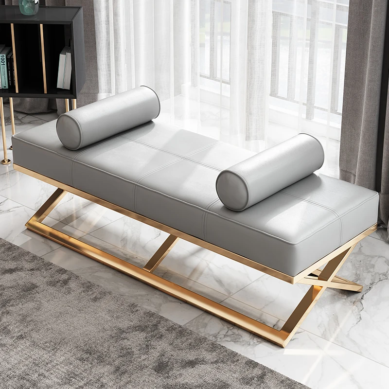 

Light luxury rear bedside stool Hong Kong-style living room sofa stool clothing store rest shoe change stool Nordic modern