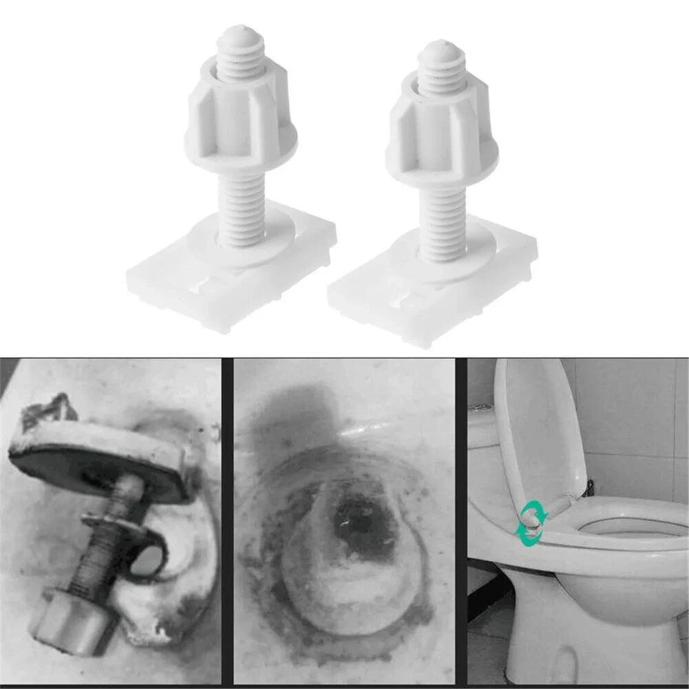 Plastic Toilet Seat Hinge Repair Bolts + Fitting Screws +Washers Kit Accessories Universal Household Replacement