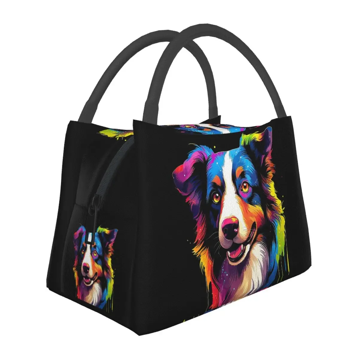 Border Collie Lunch Bags Insulated Bento Box Waterproof Lunch Tote Leakproof Picnic Bags Cooler Thermal Bag for Woman Kids Work