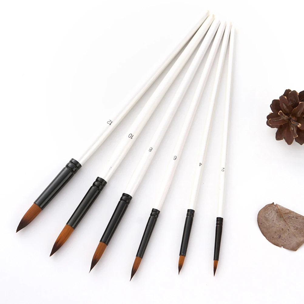 

6 Pcs Paint Brushes Set Nylon Hair for Gouache Oil Painting Drawing Supplies Durable Child Artists Gift Lightweight Wooden H