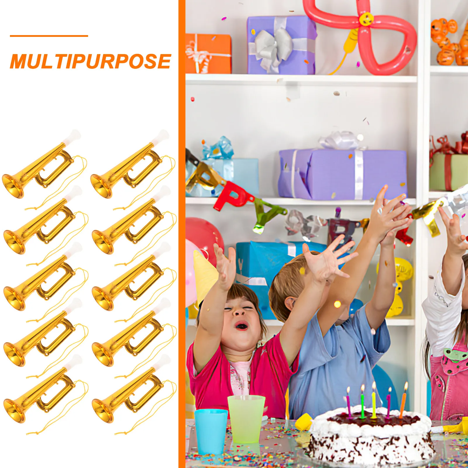 

10Pcs Cheering Instruments Premium ABS Funny Trumpets for Kids Party Concert Stage Performance Cheering Tools for Fans