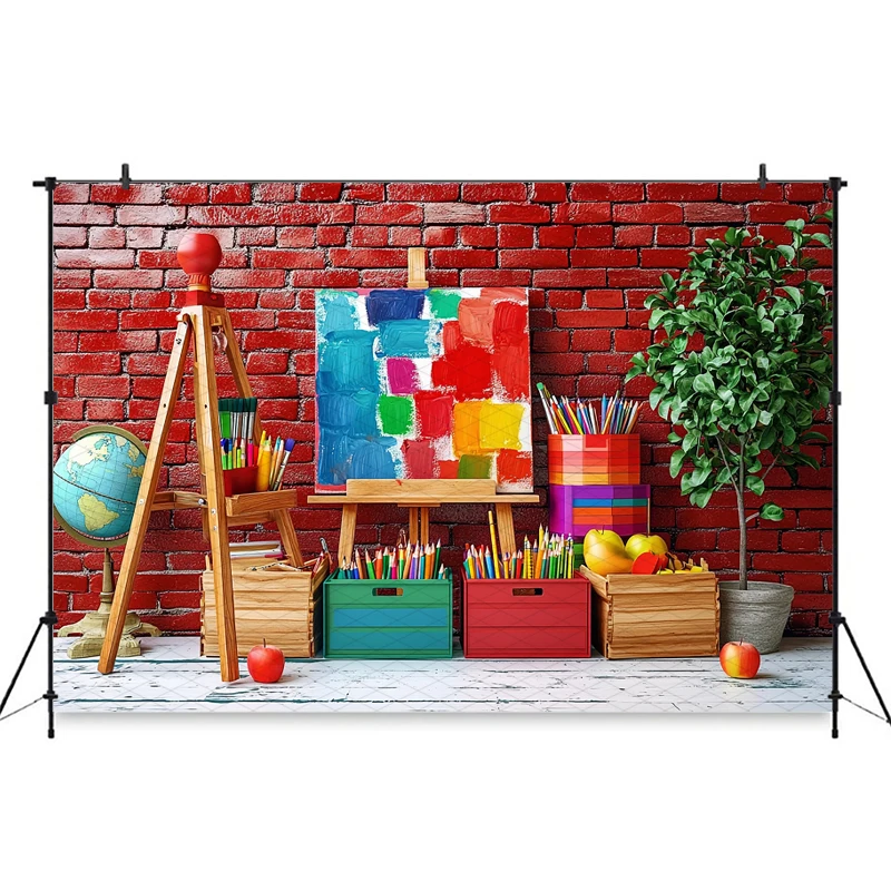 Mocsicka Baby Painting Photography Background Color Drawing Board Graffiti Brick Wall Decor School Student Child Photo Backdrops