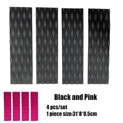 4 Pcs/set EVA Surfboard Skimboard Traction Pad Diamond Groove SUP Tail Front Pads Grips Black Pink Waterproof Hardness 55 Degree