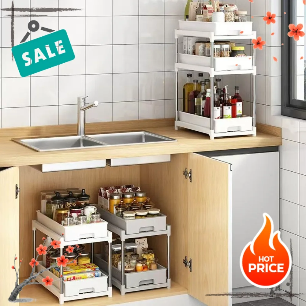 

Best-Selling Home Kitchen Spice Rack Storage Cabinet with Pull-Out Vegetable & Fruit Storage Basket Drawers