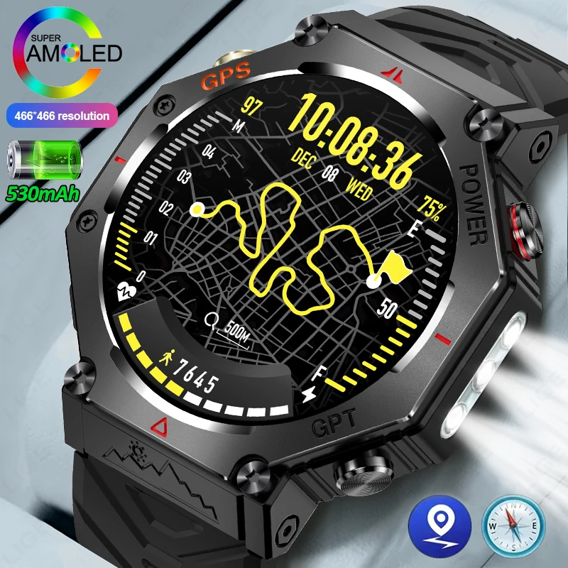 

LIGE GPS Smart Watch 1.39inch HD Pixel 360*360 Full Touch Screen AI Smart Assistant Health Monitoring Smartwatches for Men Women