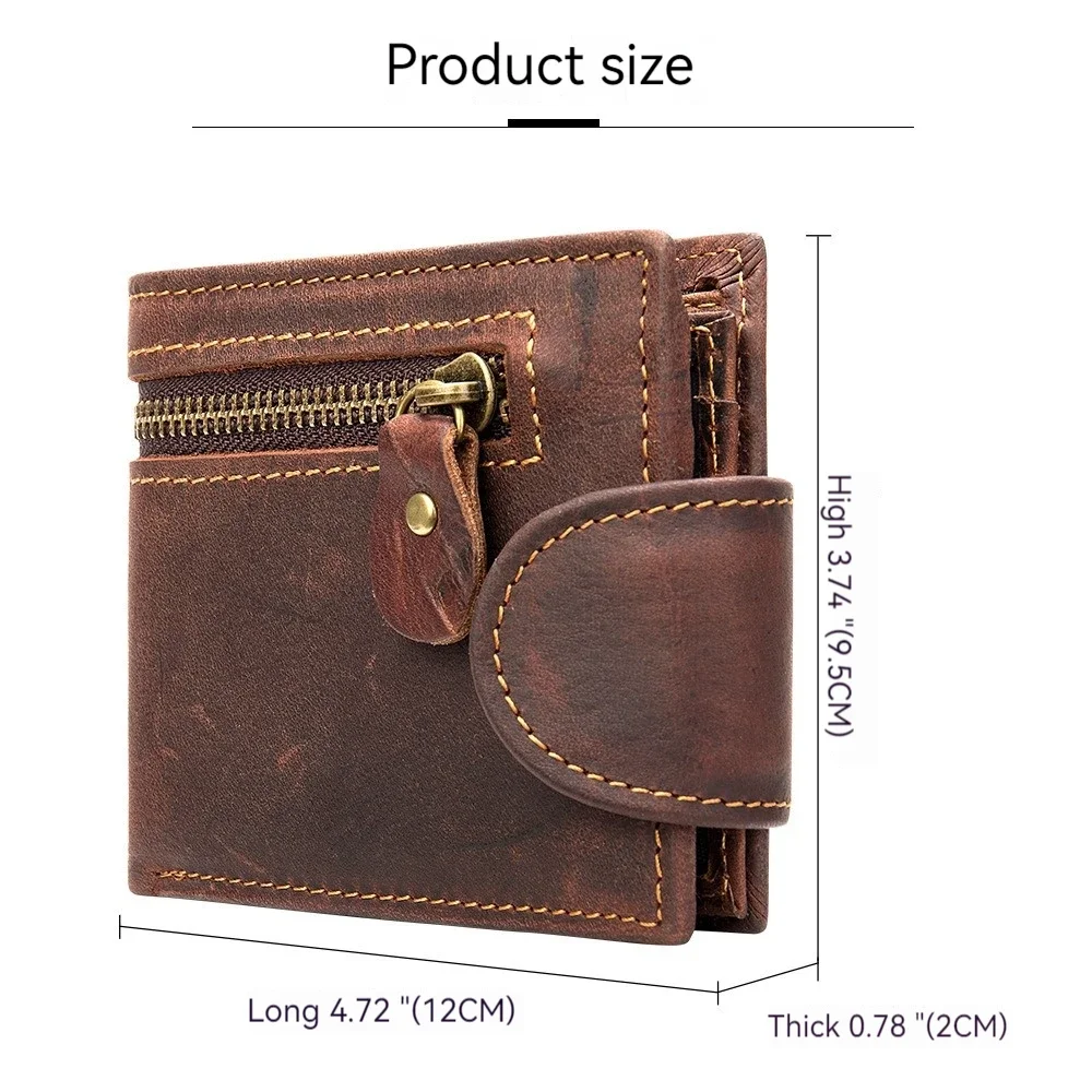 NEW Brand Genuine Cowhide Leather Men Wallet Small Mini Card Holder Vintage PORTFOLIO Portomonee Hasp Male Pockect Purse Fashion