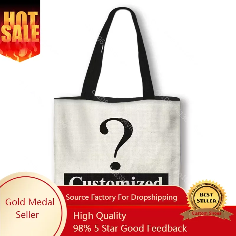 

Personal Customize Women Tote Bag Linen Canvas Bag With Print Logo Custom Your Pictures Shopping Bags DIY Hand Shoulder Bags