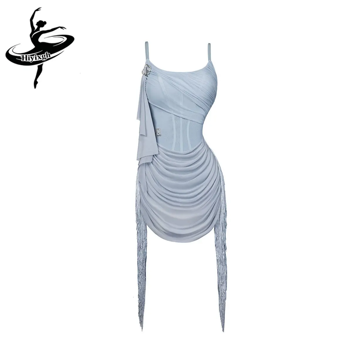 Fashion Blue Latin Dance Fringed Dress Women Latin Dance Performance Dress Adults Chacha Latin Dance Profeesional Wear view 6