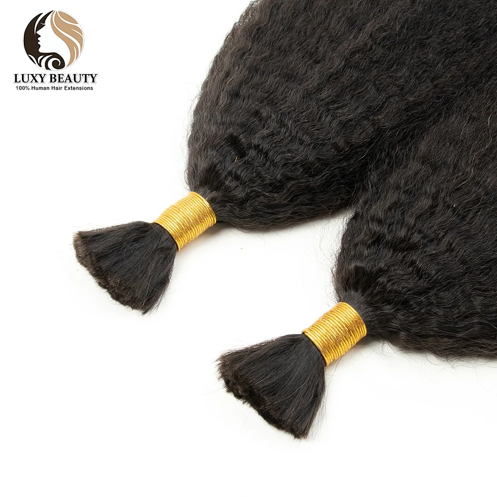 Afro Kinky Straight Human Hair Bulk for Braiding No Weft Natural Brazilian Remy Hair Extensions Bundles Bulk for Boho Braids 50g