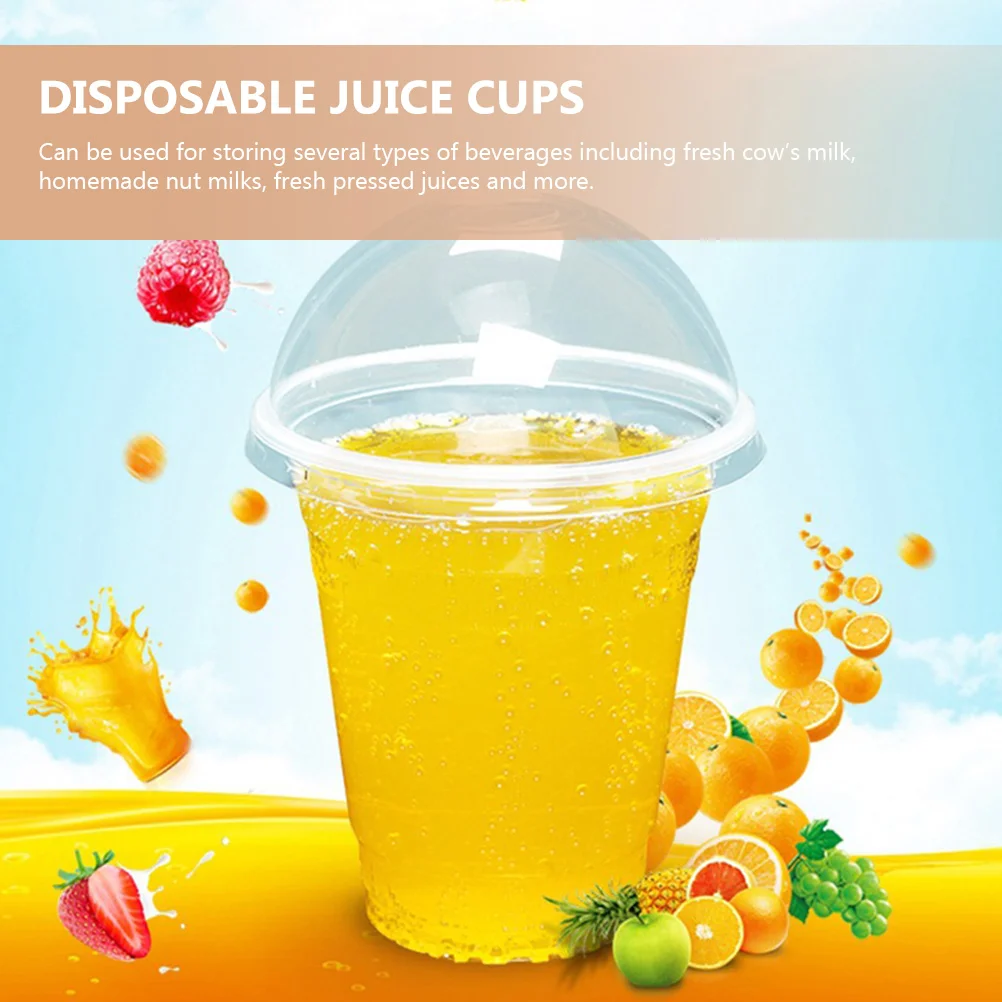 30 Sets Drink Juice Cup Lid Design Plastic Cups Beverage Package Portable Lemonade Clear Milk Packing Coffee Mugs