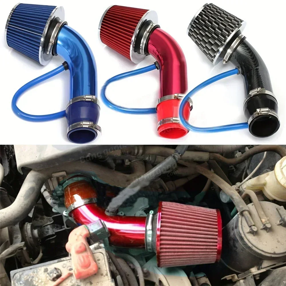 Universal 76mm Car Racing Cold Air Intake System Turbo Induction Pipe Tube Kit Aluminum With Cone Air Filter Inlet