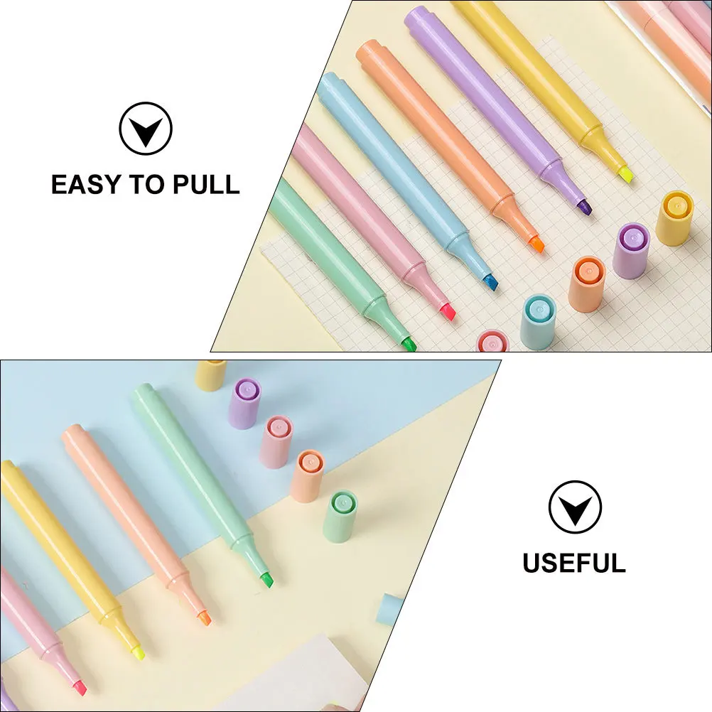 

6pcs Milk Tea Series Highlighter Pens Cute Study Markers For Note Taking Reading Learning Colorful Water-Based Art Marker Pens