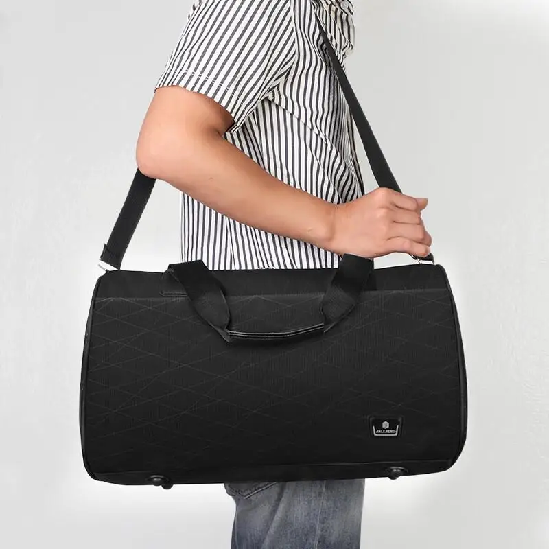 

Large Capacity Multifunctional Fashionable Casual Crossbody Bag Nylon Waterproof Men's Fitness Sports Travel Hand Black Handbag